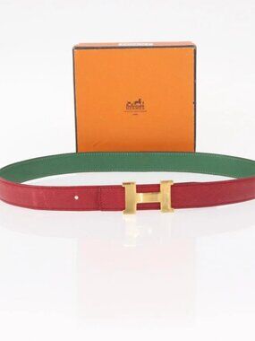 HERMES Constance Belt Leather 28.7" Red Auth